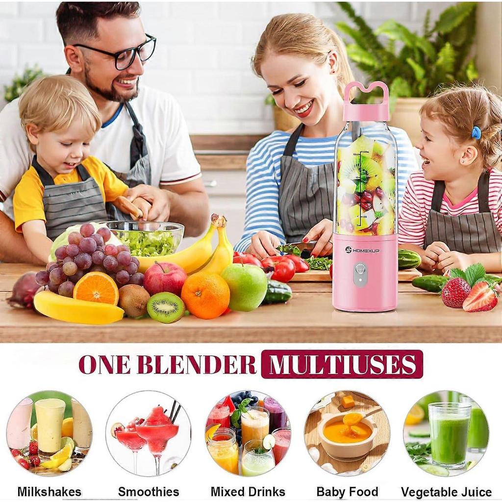 Portable Personal Blender 17 OZ/500 ML Juicer, 175W Personal Size Blender, Ideal for Smoothies, Ice Blending, Juicing, and Foo