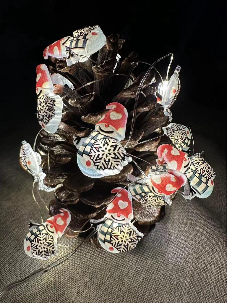 Christmas LED Lights: Santa, Snowman, Reindeer, Black Hat, Candy Cane, Gift Box, Bells with Copper Wire Fasteners