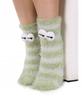 GREEN FLUFFY GIRLS' SOCKS with Eyes, One Size Ł012D