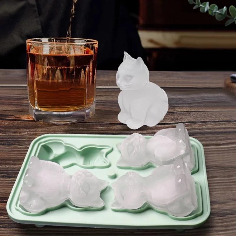 3D Cat Ice Mold Silicone Ice Maker DIY Soap Mold Ice Cream Tool Party Ice Coffee Whiskey Ice Mold