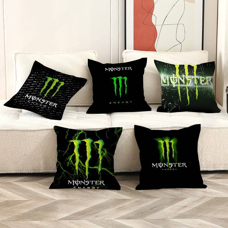 Fine Glasses Unisex M-Monsters Logo Energy Office Cushion Pillowcase Car Cushion Cover45x45cm Lumbar Pillowcase Sofa Pillowcover