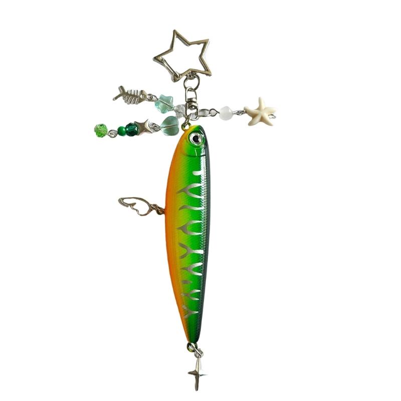 

Ergonomic Fish Keychain Fashion Pendant Fish Key Pendant Plastic Texture Suitable for Girls Woman Fashion Lover Present зелёный