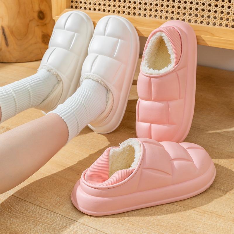 Cotton Slippers Women's Winter Waterproof Bag and Versatile Outer Wear Indoor Thick Bottom Home Velvet Thickened Warm Confinement Slippers