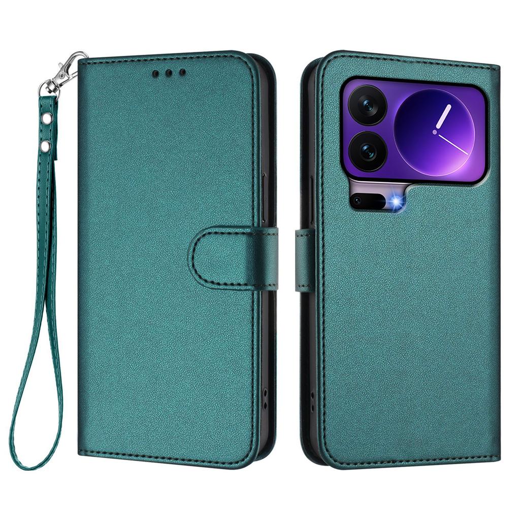 For Xiaomi 17 Pro Leather Case Wallet Stand Phone Cover with Wrist Strap