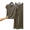 Plus Size Modal Pajama Set: Short Sleeve T-Shirt & Long Casual Pants