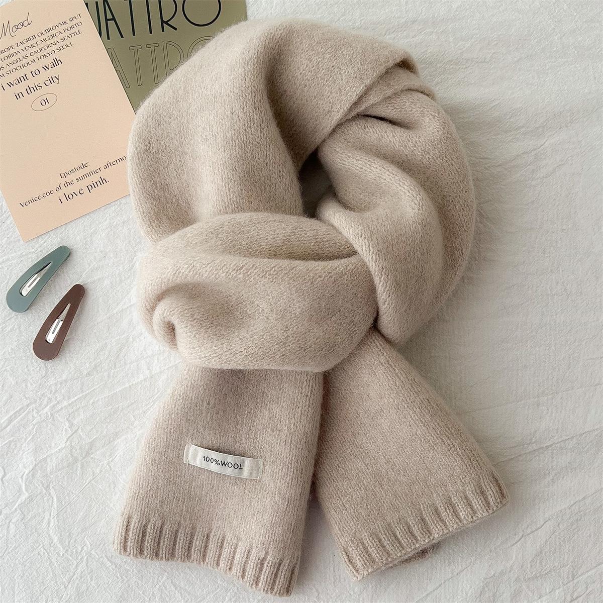 

Австралійська Чиста Вовна, 100% Кашеміровий Шарф, Новий Стиль 2025, Універсальний, Унісекс, Зимове Тепло, В язаний Шарф 160*20cm бежевий