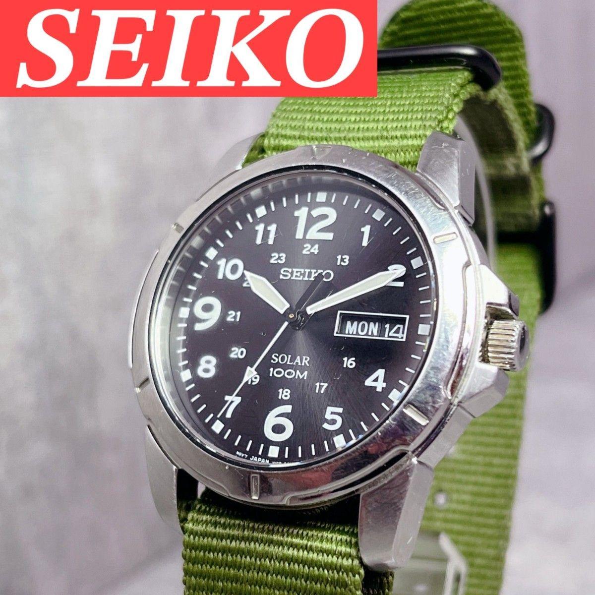 Used Rare SEIKO SNE095P2 Solar Military Watch Overseas Model Men s Watch Nylon