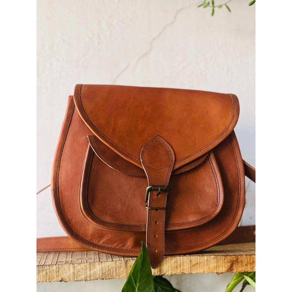 Pure Filtered Women's Goat Leather Crossbody New Messenger Handbags Brown Bag