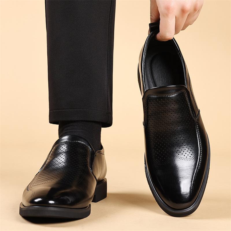 Springtime Summertime Breathable Hallow Genuine Leather Shoes For Men Stylish Business Daily Genuine Leather Shoes Male British Style Dress Shoe Man