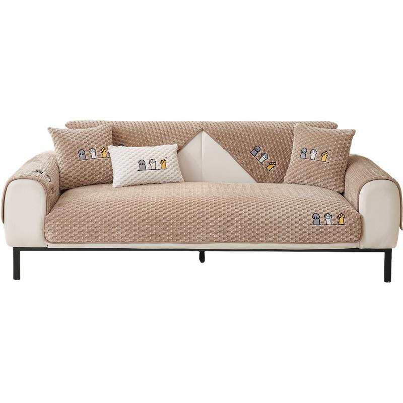 Sofa Cushion: Plush, Thickened, Non-slip Nordic Cartoon Design for Autumn and Winter
