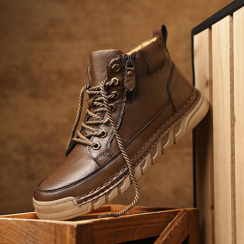 Autumn and Winter New Outdoor Leisure Men's Large Size Martin Boots Fashion Trend Versatile Thick-soled Zhongbang Men's Boots