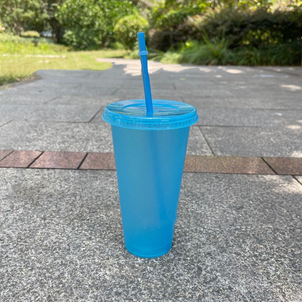 10PC 24OZ Glitter Straw Cups Large Capacity PP Single Layer Plastic Cups 710ml Glitter Cups Drink Party Cups Takeaway Drinks
