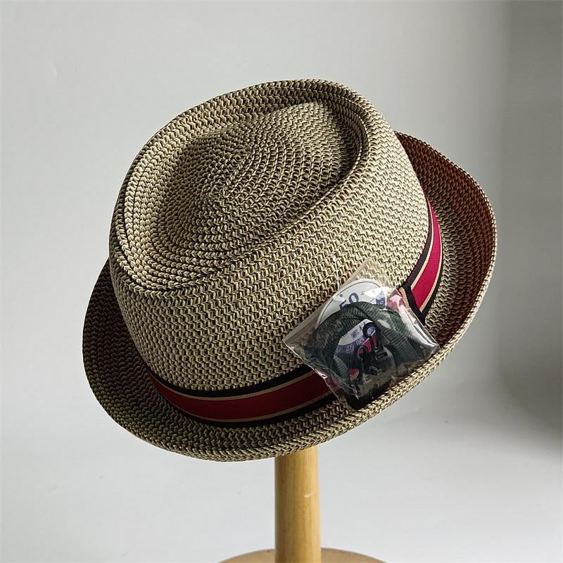 Men's Pork Pie Hat Vintage British Trilby Straw Hat Fedora Breathable Beach Sun Hat Handwoven Straw Panama Hat Cuban Travel Cap