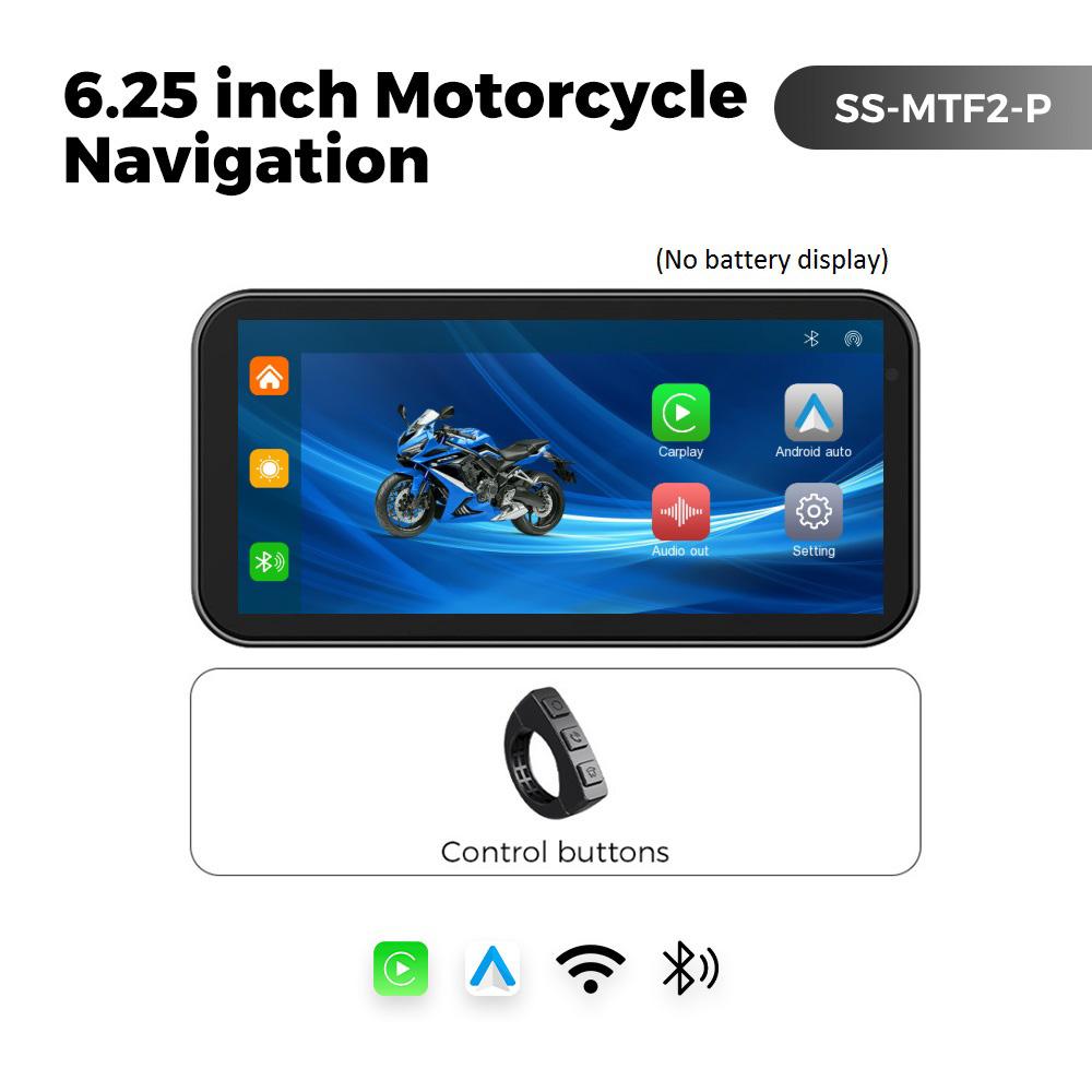 

Portable 6.25 Inch Motorcycle GPS Navigation Wireless Carplay Android Auto IP67 Waterproof Moto Monitor WIFI BT Control Buttons