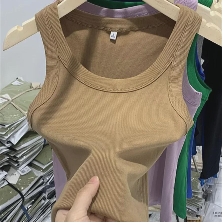 Women's Anti-Exposure Side-Breasted Camisole: Summer Yoga Sports Top with Wide Straps