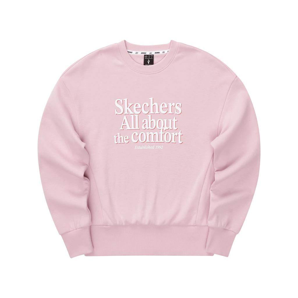 Skechers Round Neck Casual Letter Print Long Sleeve Sweatshirt Women sweatshirt Pink L324W049-04QT