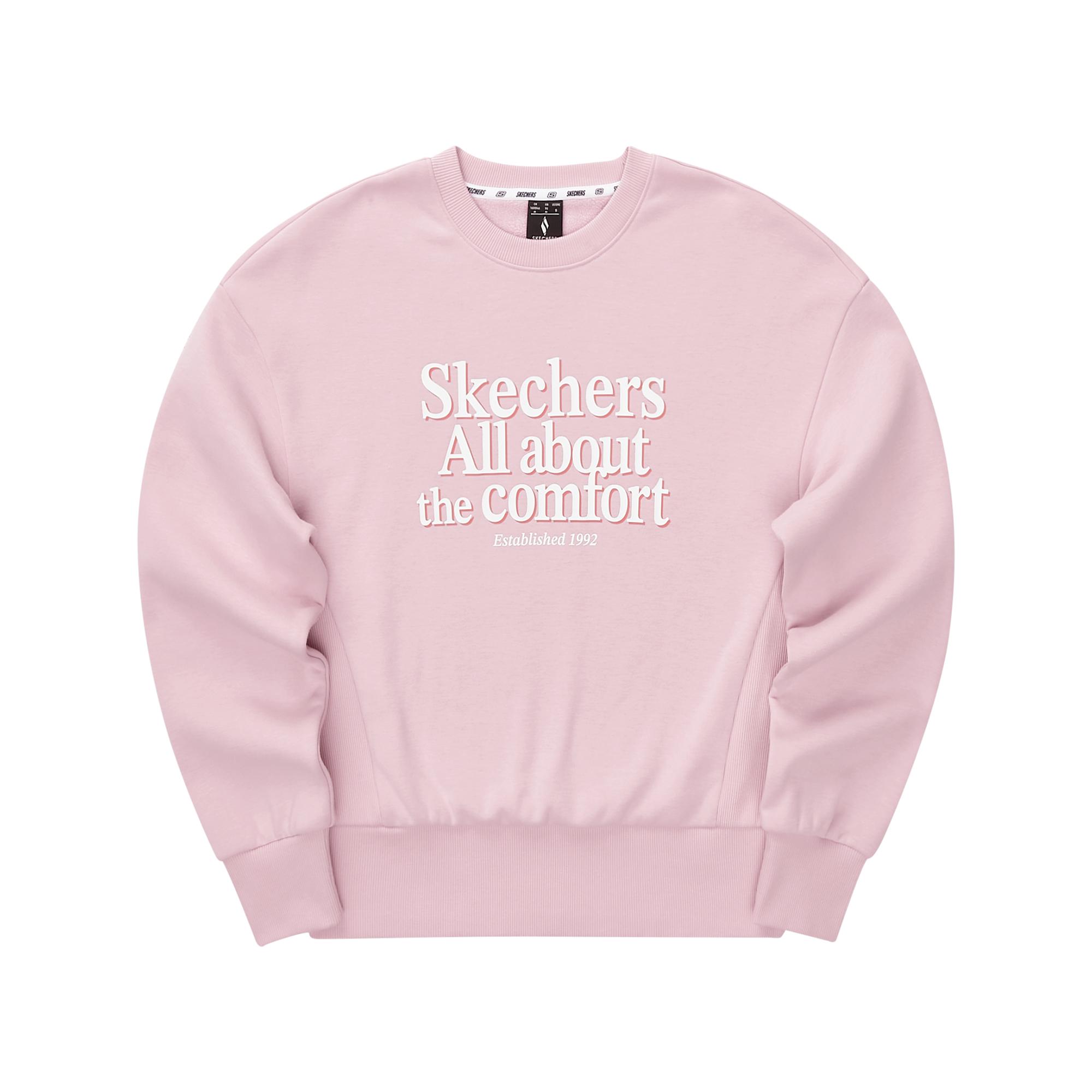Skechers Round Neck Casual Letter Print Long Sleeve Sweatshirt Women sweatshirt Pink L324W049-04QT S
