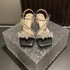 Rhinestone Butterfly Ankle Strap Women Sandals Summer Size 40 French Mid Heel Female Outwear Party Dress Shoes Zapatos De Mujer