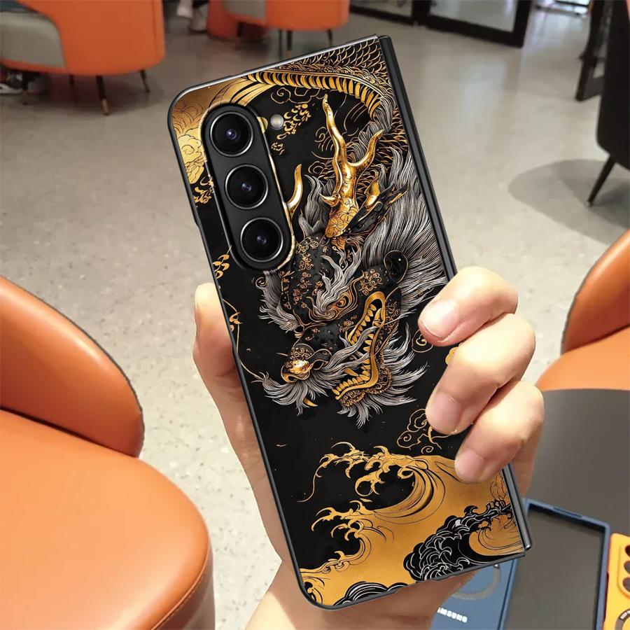Dragon Pattern Case for Samsung Galaxy ZFold3 Z Fold 7 6 5 4 3 ZFold7 ZFold4 ZFold6 ZFold5 Back Phone Cover
