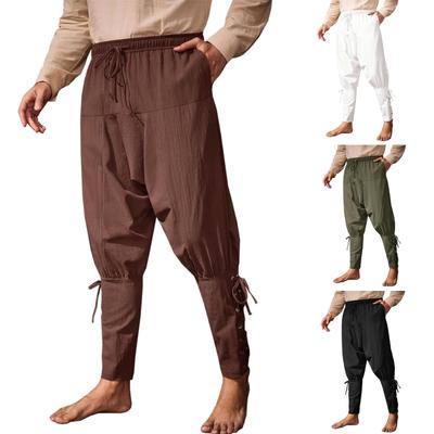 Men's Ankle Band Pants Medieval Vikinges Navigator Pirate Costume Trousers Renaissances Gothic Pants