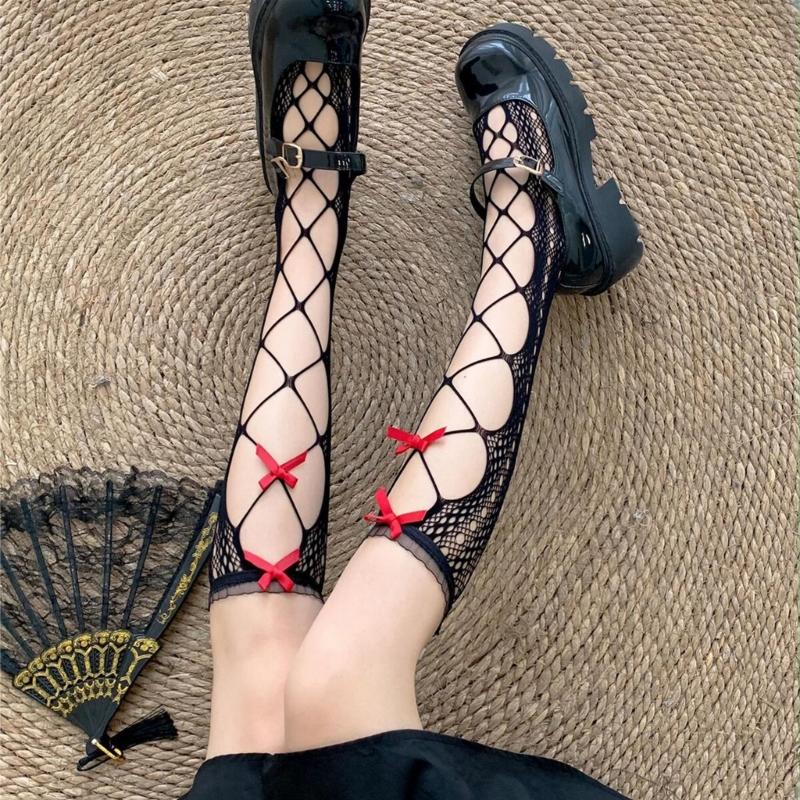 Womens Calf Socks, Sweet Girl Lace Ruffle Knee Socks Fashion Ladies Girl Princess Mesh Socks Japanese Stockings