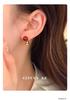 Cui Yan S925 Sterling Silver Chinese Style Red Cinnabar Gourd Stud Earrings for Women - New Year Edition