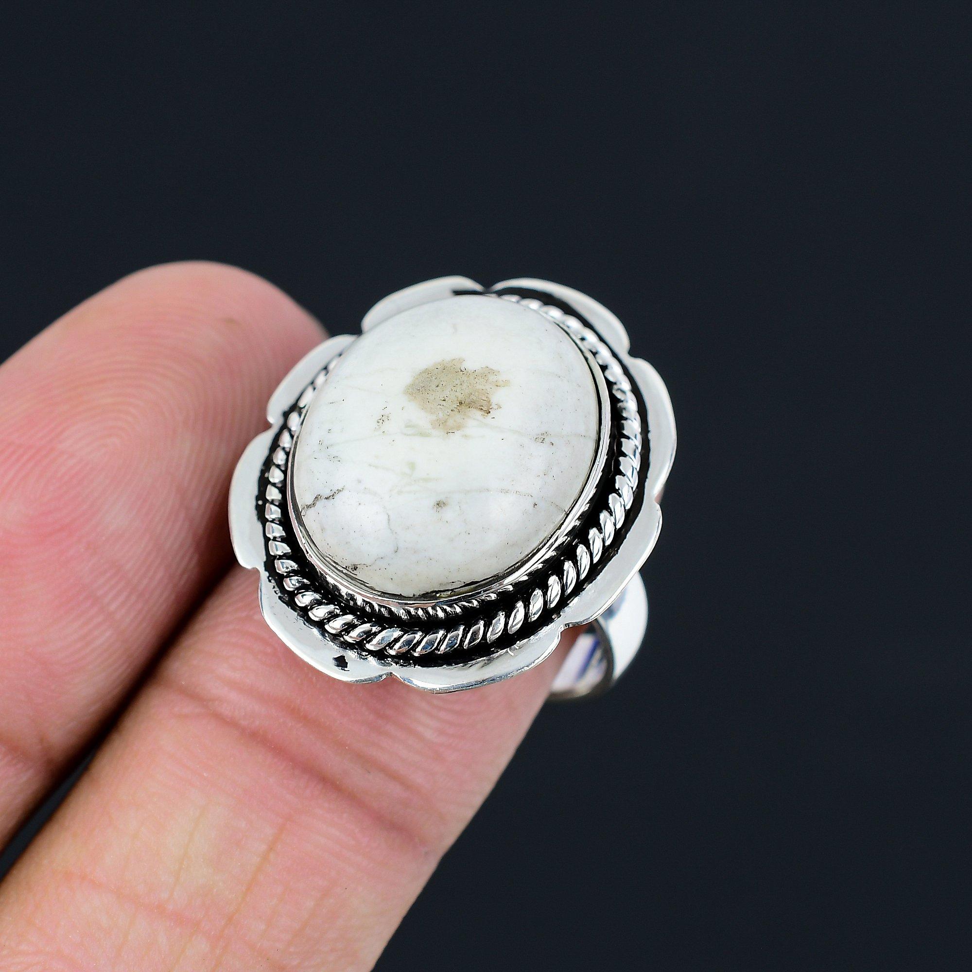 Womens day Sale Natural Howlite Multi Stone Handcrafted Ring 925 Sterling Silver 9