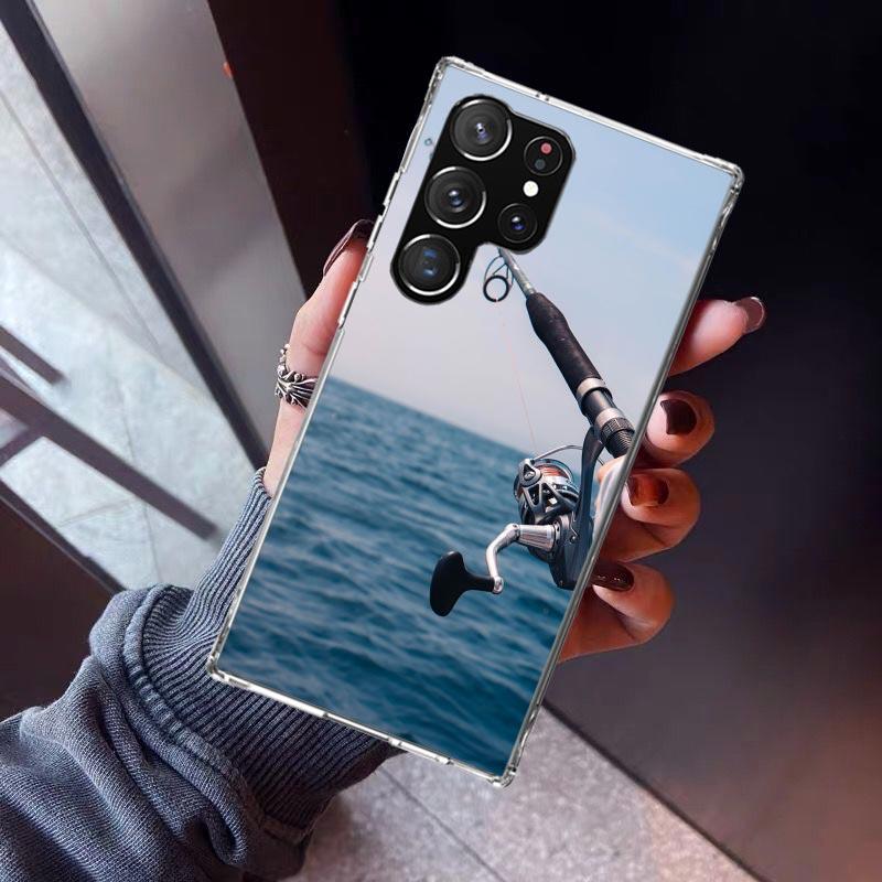 Carp Fish Fishing Rod Hook Phone Case For Samsung Galaxy S26 S25 Edge S24 S23 Ultra S22 Plus S21 S20 FE Soft TPU Back Cover Fund