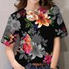 Women's Exquisite Floral-pattern T-shirt, Loose Oversized Short-sleeved Top, Street Style Fashionable Casual Top