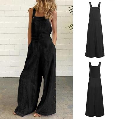 Women's Sleeveless Overalls Jumpsuit Casual Solid Summer Wide Leg Bib Pants