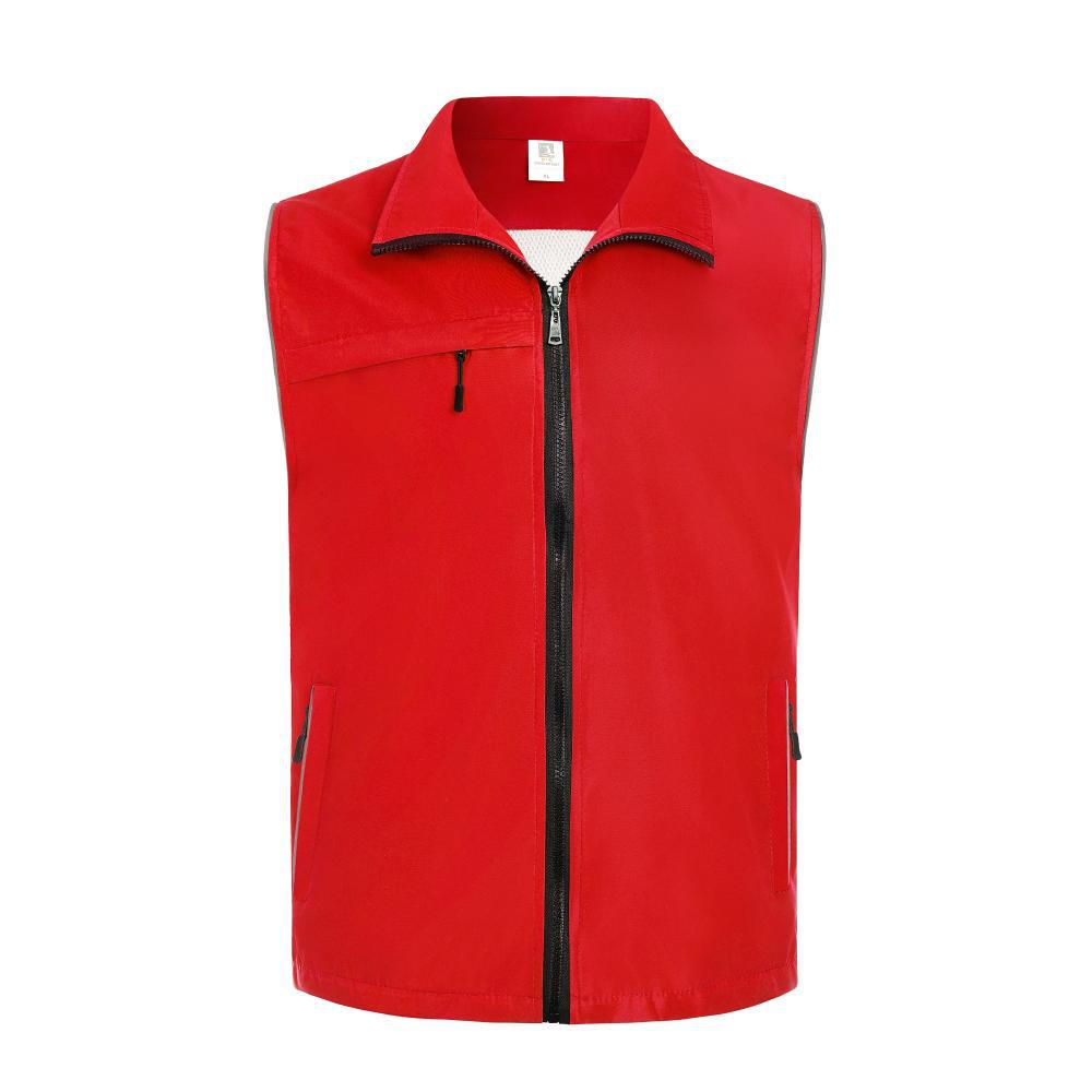 Custom Multi-Pocket Reflective Workwear Vest with Printed Logo for Housekeeping, Promotions, and Supermarket Activities.