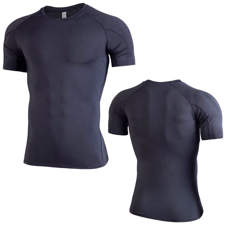 and American Fitness Clothing for Men, Elastic Tight-Fitting Quick-Drying Clothing, Outdoor Running Basketball Short-Sleeved Sportswear, Same Style
