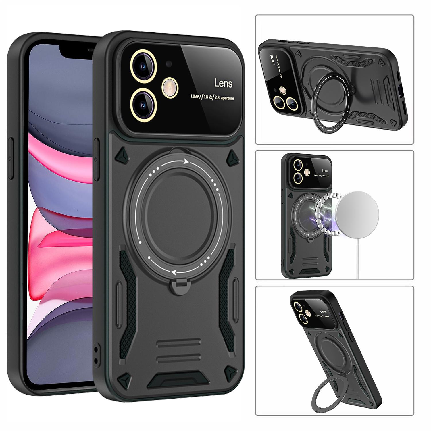 

Scratch Resistant Case for iPhone 11 Compatible with MagSafe PC+TPU Kickstand Phone Cover Black