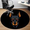 1pc Doberman, Guardian Office Round Area Rug, Indoor Mat Suitable For Office, Under Office Chairs Bedroom Living Room Home Decor, Room Deco