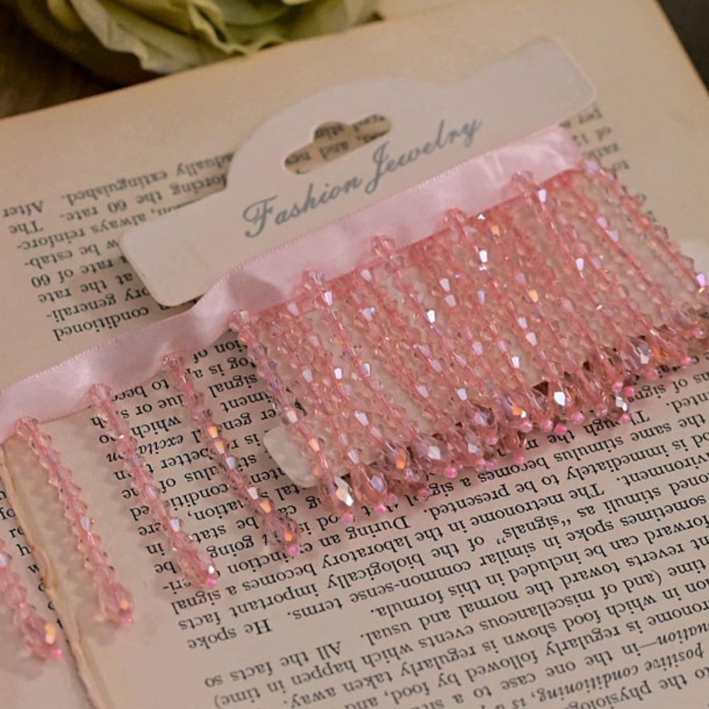 New 5.5CM Wide Crystal Pendant Beaded Fringe DIY Lace Decorative Trim Tassel Fringe Headwear Decoration