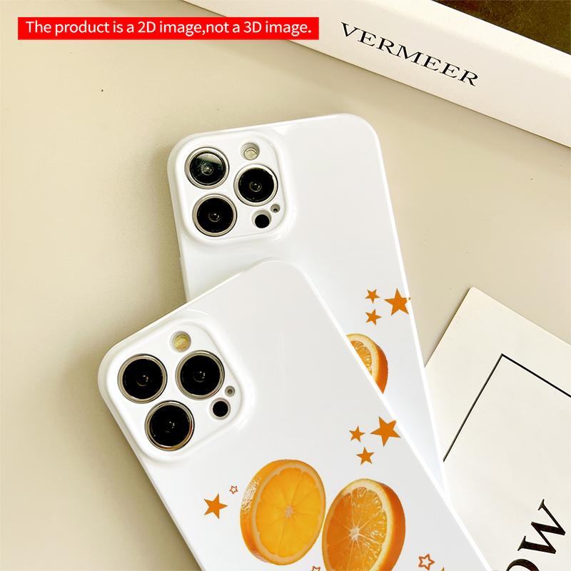 2DFlat Orange Slices with Stars All inclusive film hard iPhone case, compatible with iPhone 18 Pro Max 17 16 15 14 13 12 11