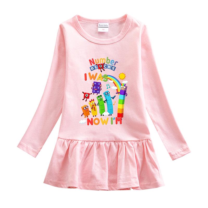Korean Style Baby Girl Cartoon Ruffled Long Sleeve Mesh Dress - Spring/Autumn Elegant Princess Skirt