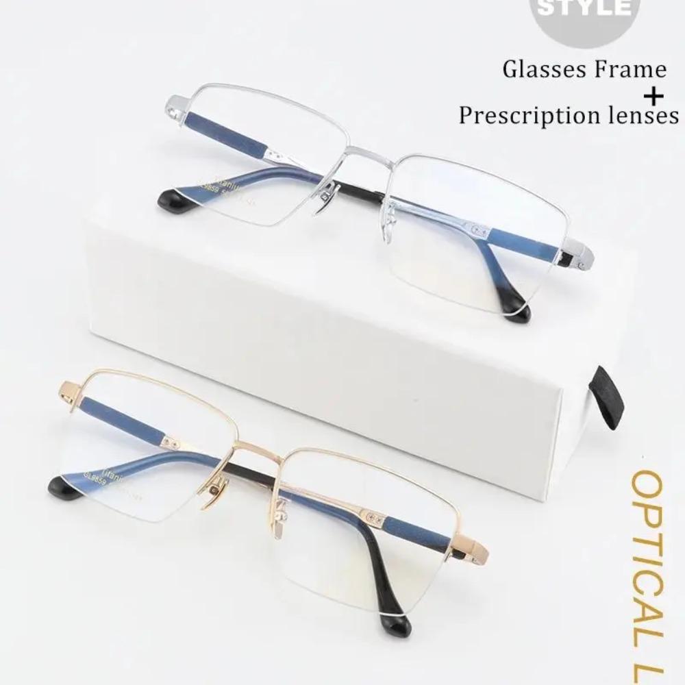 Óculos Masculinos de Titânio Puro Óculos de Uso Diário para Escritório Lentes de Prescrição Progressivas Miopia Hipermetropia Óculos Antirreflexo