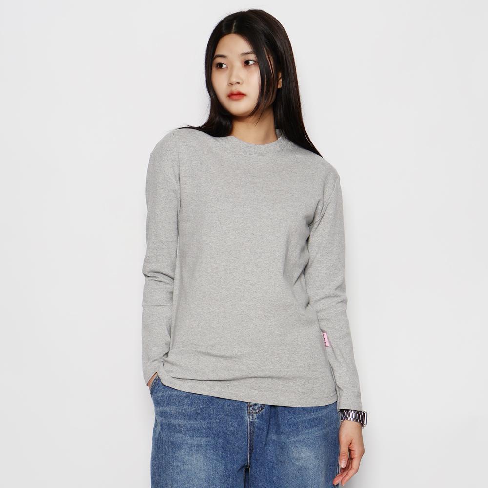 Studio 235 Spandex Cotton Basic Long Sleeve Inner Sleeve Melange Gray Free