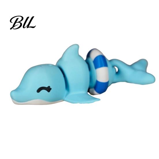 Marine Animal Toy 3D Printed Articulated Dolphin Figurine, Swim Ring Fidget Toy, Sea Keychain Pendant Flexible Joints Decor for Backpack Handbag Purse