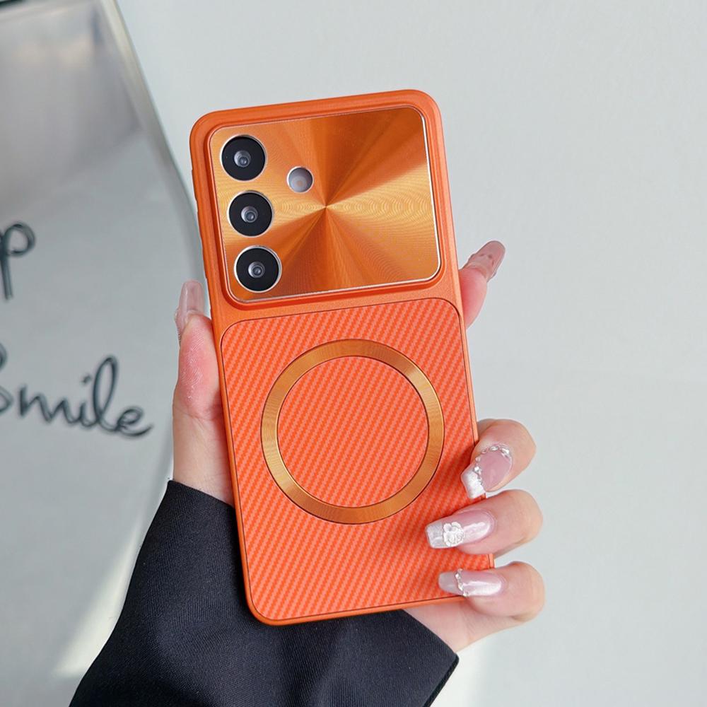 

Luxury Lens Magnetic Carbon Fiber Phone Case For Samsung S26 S25 S24 S23 Ultra Camera Protection Wireless Charging Back Cover Galaxy S23 Ultra