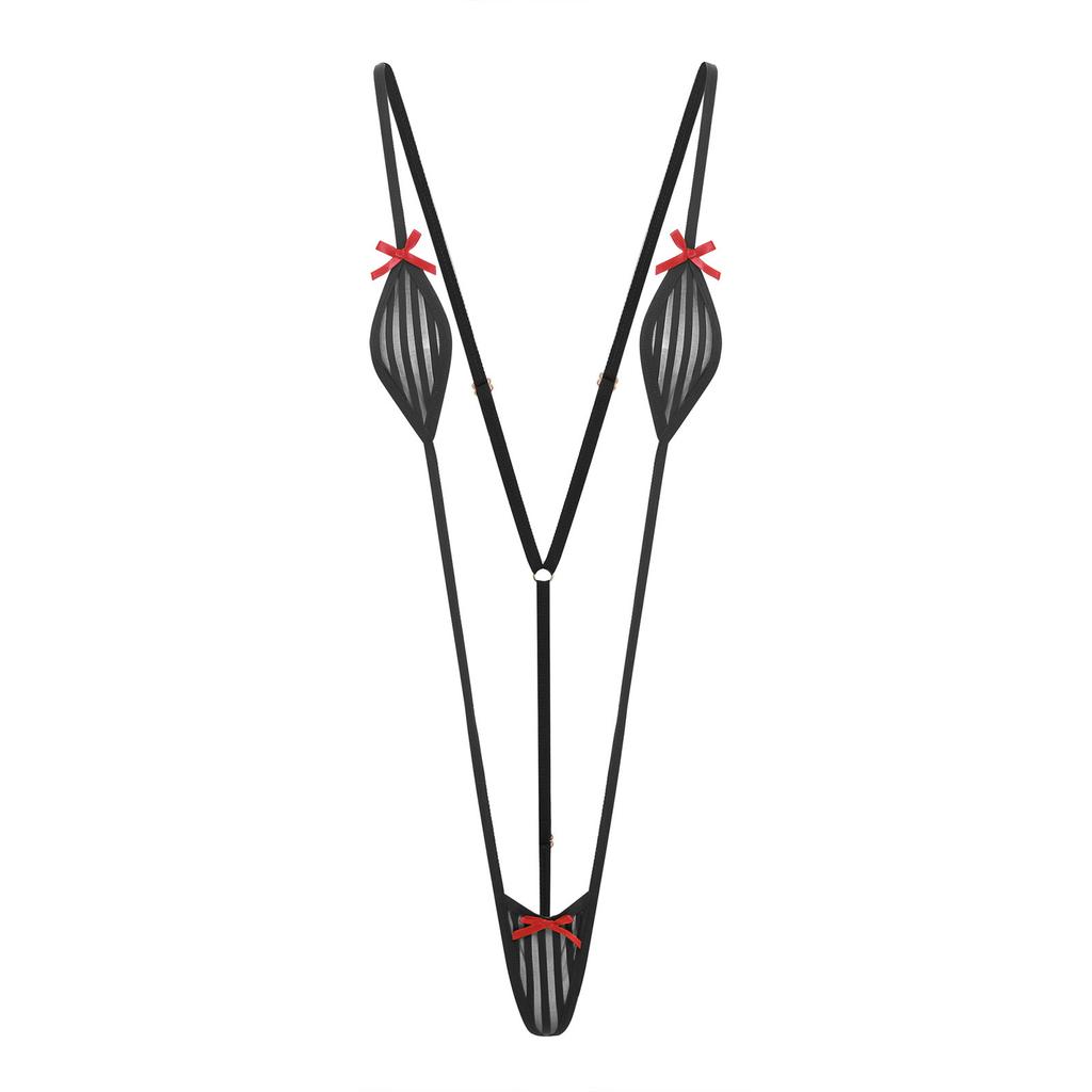 Damen Mikro-Bikini Neckholder Body T-Rücken Monokini Badebekleidung Nachtwäsche