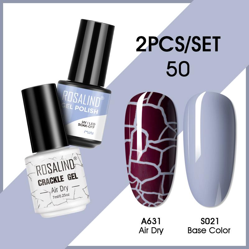 ROSALIND Cracked Gel Nail and Polish Nail Gel Kit Nail Varnish Hybrid Crackle Manicure Art UV Gel Semi Permanent 2PCS