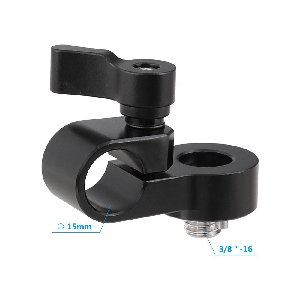 HDRIG 15mm Single Hole Rod Clamp Adapter with 3/8 Screw for Arri Locating Pin Photography Aluminum Rod Accessory 2280