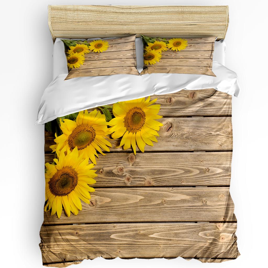 Nature Bedding Set For Bedroom Bed Home Floral Print With Sunflowers In A Field Summer Ga Duvet Cover Quilt Cover And Pillowcase