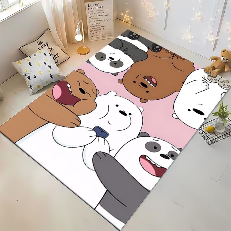 Cartoon Bear Pattern Area Rug with Pink Background for Living Room Suitable for Use As an Anti-slip for Living Room Bedroom Sofas