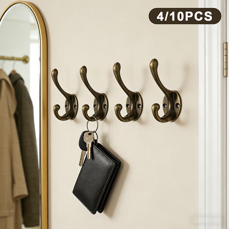 Vintage Farmhouse Wall Hooks 4/10Pcs Zinc Alloy Hangers for Coats Hats Keys Entryway Bathroom Home Decor