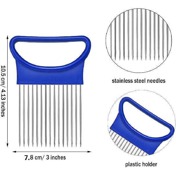 2Pcs Onion Holder Slicer, Stainless Steel Tomato Lemon Potato Vegetable Holder Slicer Cutter Tool for Kitchen Worker Slicing