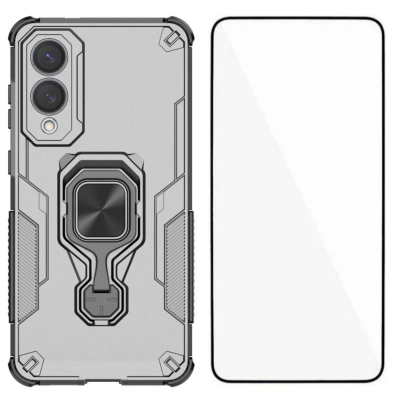 For Samsung Galaxy S25 Edge Phone Case WANLONFENG PC TPU Back Cover Kickstand with Tempered Glass