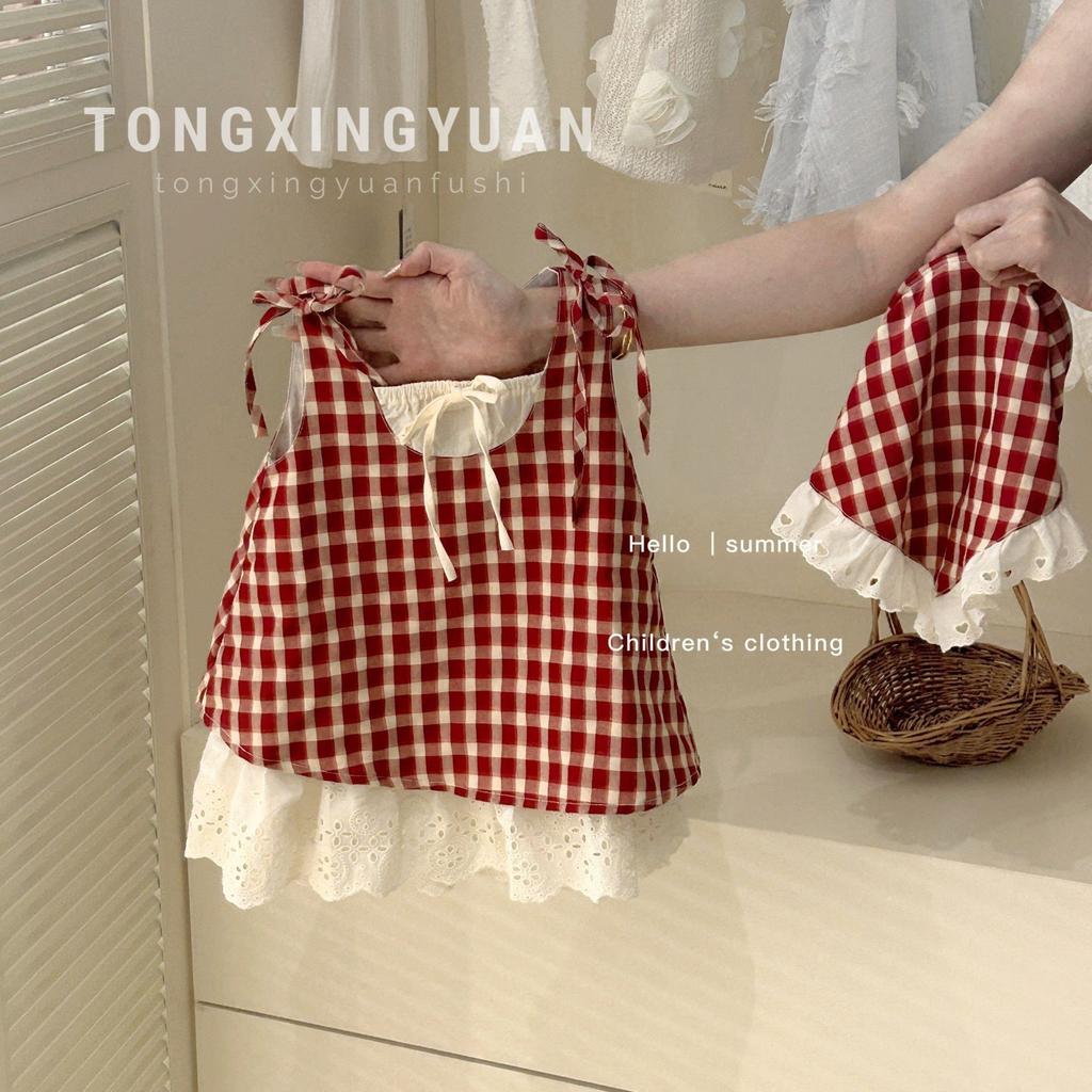 Infant Girls Sweet Red Lovely Princess Sleeveless Vest Dress Cute Flower Waist Summer Holiday Birthday Party Skirt